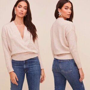 ASTR Cream V-Neck Sweater with Long Sleeves Size XS $150